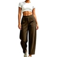 thumbnail image 4 of qelini Wide Leg Sweatpants Women Plus Size Pocket Elastic Waist Long Pants Solid Color Drawstring Pocket Lounge Pants Casual Joggers, 4 of 8