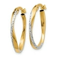 thumbnail image 2 of Primal Gold 14 Karat Yellow Gold and White Rhodium Textured, Oval Hoop Earrings, 2 of 5