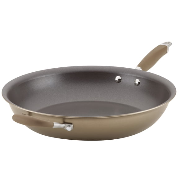 Anolon Advanced Home Sartén Antiadherente Anodizado Duro De 14,5 Pulgadas - Sartén Grande Con Mango Auxiliar Sartén Antiadherente De 14 Pulgadas Utensilios De Cocina Duraderos - Bronce