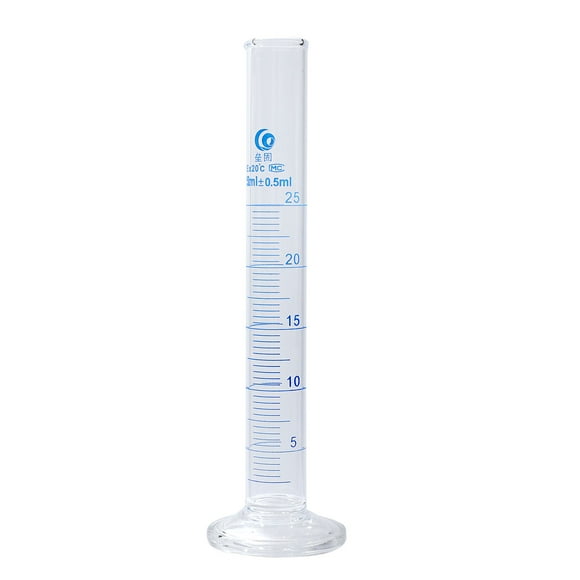 Unique Bargains 25ml 3.3 Borosilicate Glass Graduated Cylinder, Round Base Blue Graduations Measuring Cylinder