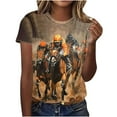 thumbnail image 1 of Tops de Ajuste Suelto para las Mujeres Nueva Manga Corta Cuello Redondo Suéter Caballo Casual Impreso Camiseta, Ligero Top de Verano, 1 of 4