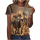 thumbnail image 1 of Tops de Ajuste Suelto para las Mujeres Nueva Manga Corta Cuello Redondo Suéter Caballo Casual Impreso Camiseta, Ligero Top de Verano, 1 of 4