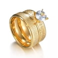 thumbnail image 2 of 8mm Gold Matte Finished Titanium Steel AAA Cz Band Men Women's Gift Couple Rings, 2 of 2