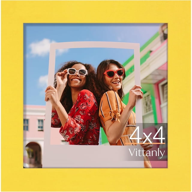 Vittanly 4x4 Picture Frame, Premium Material with Shatter Resistant Plexiglass, Photo Frame for Wall or Table Top Display, Yellow, 1 Pack