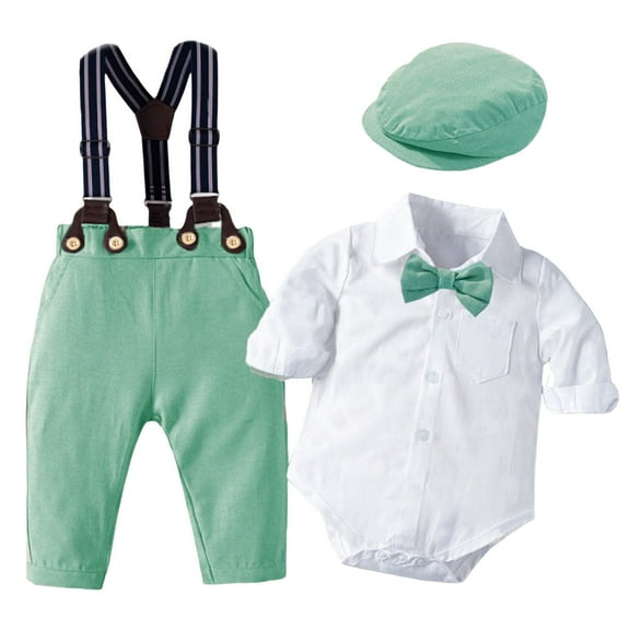 Povozer Baby Boy Summer Wedding Outfit Baby Boy Clothes Suits Baptism Outfits for Boys Infant Formal Gentleman Outfit Baby Christening Outfit Baby Suit Set for 66,Green