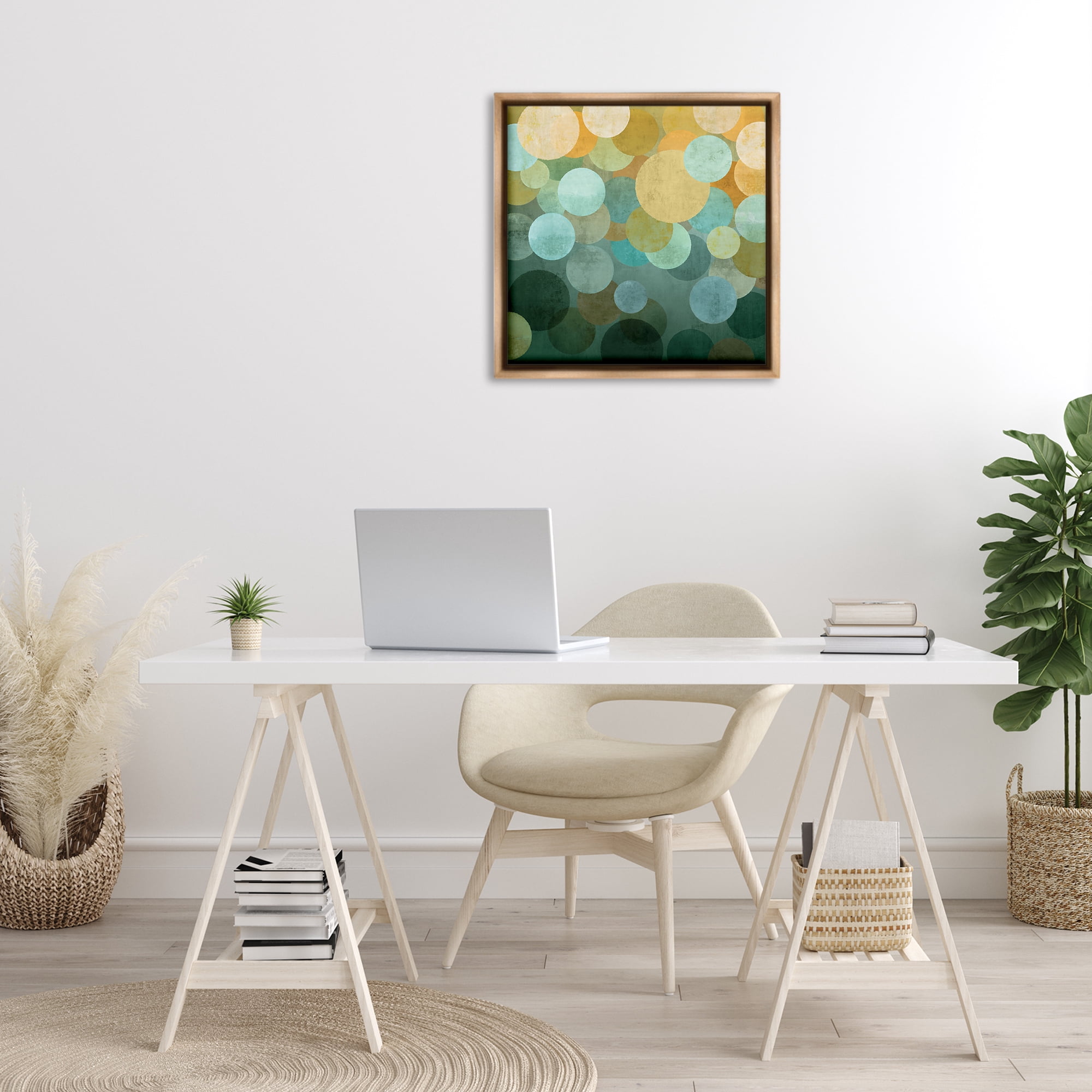 Stupell Industries Round Layered Circles Abstract Painting Brown Floater Framed Canvas Art Print Wall Art, 25 x 25