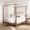 Walnut, variant on Euroco Modern Wood Queen Size Canopy Bed, Mid-Century 4-Poster Platform Bed with Boucle Upholstered Headboard and Tapered Legs, No Box Spring Needed, Black