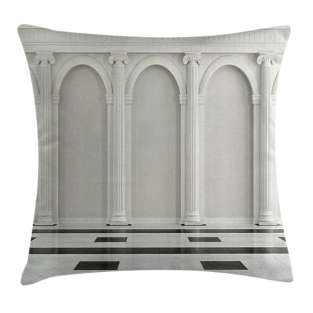 - Pillar Decor Throw Pillow Cushion Cover, Antique Theme Classic Interior with Ionic Column Marble Floor Digital Image, Decorative Square Accent Pillow Case, 18 X 18 Inches, Black White, by Ambesonne
