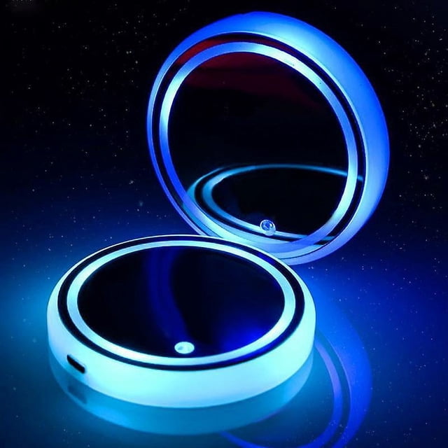Luces para portavasos de coche, posavasos para coche, almohadilla luminosa para taza con 7 colores, resistente al agua, USB (multicolor) (2 piezas)