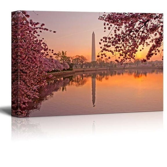 Canvas Prints Wall Art - Cherry Blossom Festival at The National Mall Washington, DC | Modern Wall Decor/Home Art Stretched Gallery Wraps Giclee Print & Wood Framed. Ready to Hang - 16" x 24