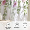 thumbnail image 6 of Pink Green Spring Semi Sheer Curtains Drapes for Living Room,Bedroom,French Doors Window 108 Inches Long,Floral Eucalyptus Leaves Watercolor Plant Rod Pocket Chiffon Curtain Voile Drapery Panel, 6 of 8