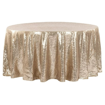 

1 Pc Glitz Sequins 132 Round Tablecloth - Champagne For Wedding Ceremonies & Receptions Bridal Showers Baby Showers Quinceaneras Anniversary Parties Or Special Event