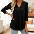 thumbnail image 2 of 3/4 Length Sleeve Womens Tops Spring Summer Casual Relaxed Fit V Neck Plain T Shirt Blouse Dressy Casual Work Shirt, 2 of 5