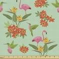 thumbnail image 1 of Pelican Fabric by the Yard Upholstery, Repeating Tropical Flowers and Strelitzia Illustration Pattern, Decorative Fabric for DIY and Home Accents, 3 Yards, Pale Green Multicolor by Ambesonne, 1 of 4