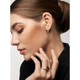thumbnail image 2 of Pendientes de aro de plata de ley con piedras natales Silvora para mujer. Diamantes creados. Delicada joya de regalo para cumpleaños o Navidad, 2 of 8