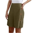 thumbnail image 2 of Shorts for Women Plus Size Summer Plus Size Solid Color Side Button Straight-Leg Bermuda Shorts Army Green XXL, 2 of 6