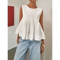 thumbnail image 4 of Blusa Plisada Sin Mangas con Peplum de Verano para Mujer, Estilo Babydoll Y2K con Cuello Redondo. XL, 4 of 9