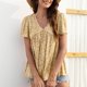 thumbnail image 4 of Blusas para Mujeres Casual, Impresión Floral Sólida de Gran Tamaño, Cuello de Manga Corta Blusa Superior, 4 of 8