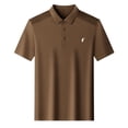 thumbnail image 3 of FRSASU Stretchy Golf Dress Shirts for Men Button Down Short Sleeve T-Shirts Fitted Collared Tees Business Casual Tops Brown-B, 3 of 5