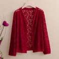 thumbnail image 2 of Breezora Women's Lightweight Lace Trim Open Front Cardigan Sweater for Autumn Beach Cover Up and Casual Wear XXXXXL Size Wine, 2 of 3