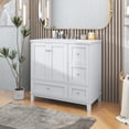 thumbnail image 4 of Churanty 36" Modern Bathroom Vanity with Sink and USB Charging, Bathroom Storage Vanity Cabinet with Two Doors and Three Drawers, White, 4 of 17