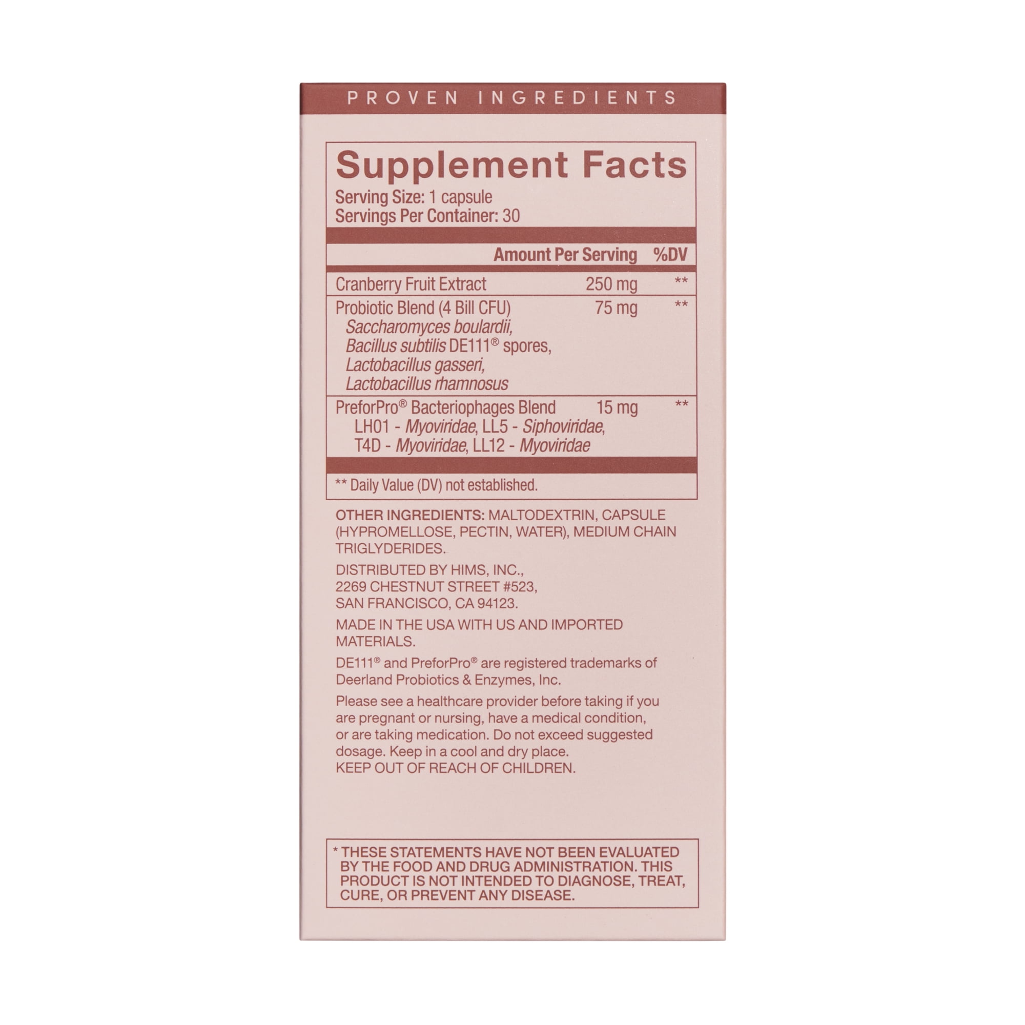Hers Start Probiotic Supplement for Women with Cranberry Extract, 30 Count