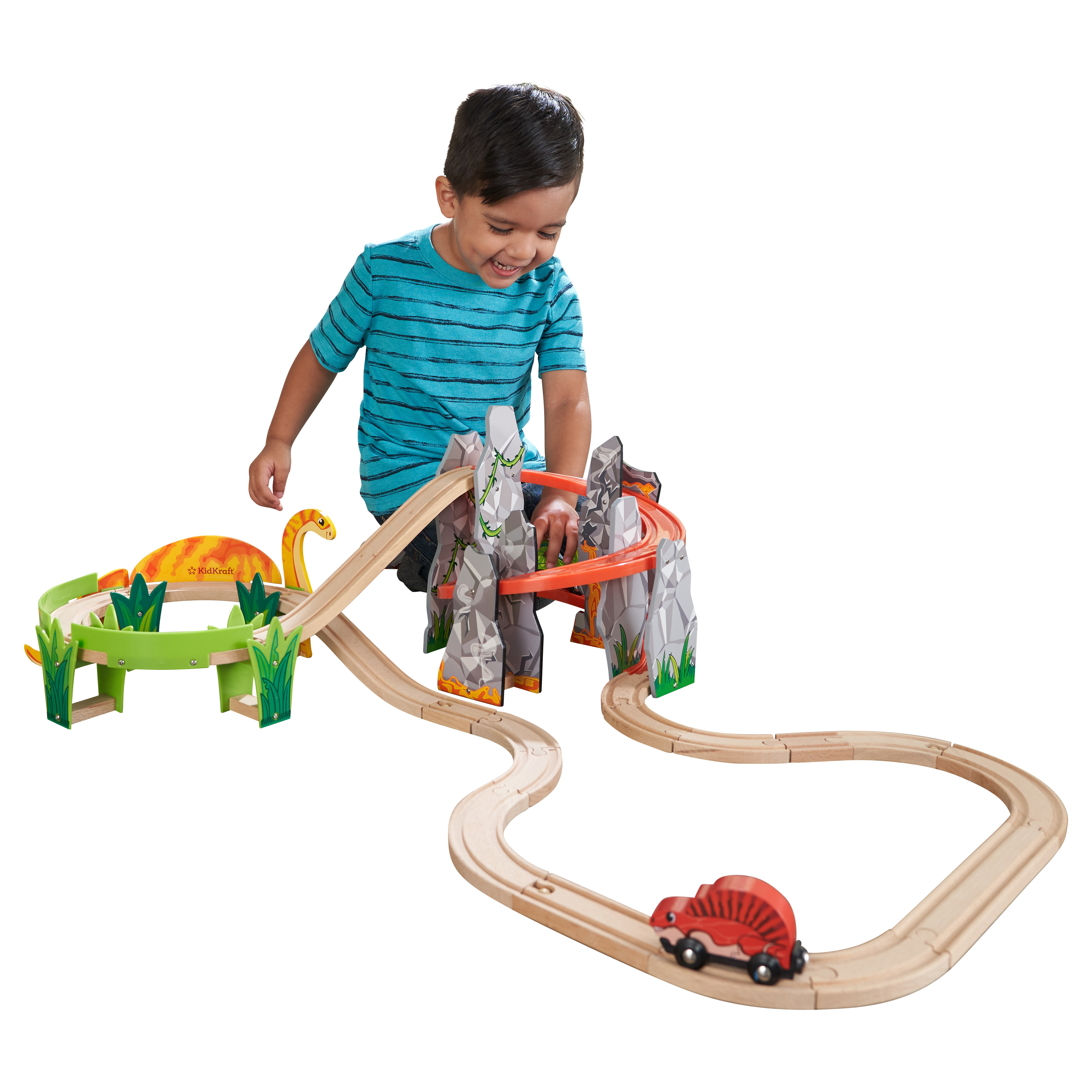kidkraft dinosaur bucket top train set