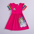 thumbnail image 3 of KAWELL Cotton Girls Unicorn Short Sleeve Dresses Butterfly Animal for Kids 3-8 Years, 3 of 7