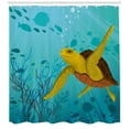 thumbnail image 3 of Ambesonne Ocean Shower Curtain, Cartoon Turtle Coral, 69"Wx70"L, Turquoise Mustard Brown, 3 of 3