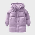 thumbnail image 2 of yocbz Raincoat for Boys Girl Winter Coats Heavyweight Hooded Puffer Jacket Kid Fleece Snow Outwear Purple,Size for 5-6 Years, 2 of 3