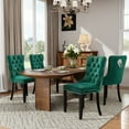 thumbnail image 2 of DONICK Velvet Upholstered Dining Chair Set of 6,Modern Tufted Kitchen Chairs Nailhead Lion Pull Ring Black Wood Legs(Black), 2 of 9