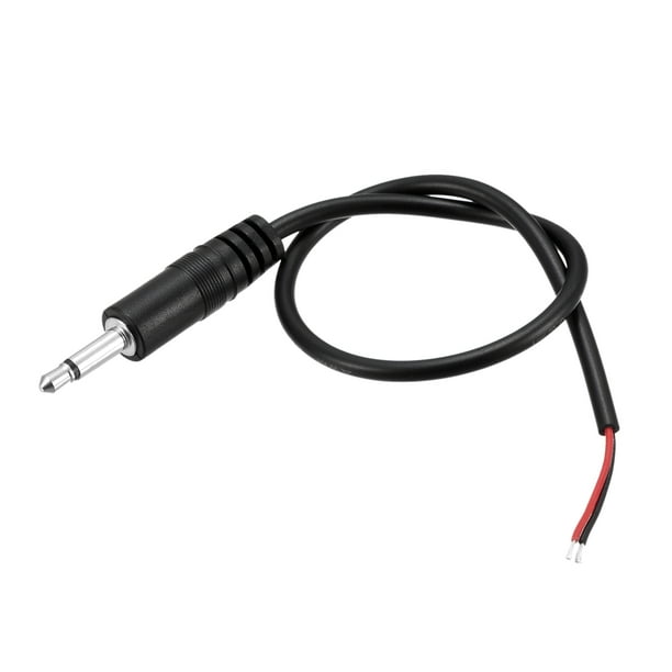 Uxcell Conector macho de 3.5mm, cable de audio de 2 polos TS de cable desnudo de 1/8" de 0.25m, paquete de 4