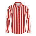 thumbnail image 5 of INSPIRE CHIC Men's Shirts Vertical Striped Long Sleeve Button Up Regular Fit Casual Shirt L Red White, 5 of 7
