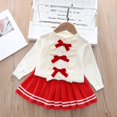 thumbnail image 2 of Mnyotv Girls Clothes Ruffle Bow Long Sleeve Sweaters with Dress Skirts 2Pcs Matching Sets Fall Winter Outfits Size 4-5Y, 2 of 4