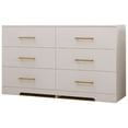 thumbnail image 6 of Knubmt 6 Drawers Dresser for Home, Office, Living Room, Wood Storage Cabinet with Golden Handle, White, 6 of 8