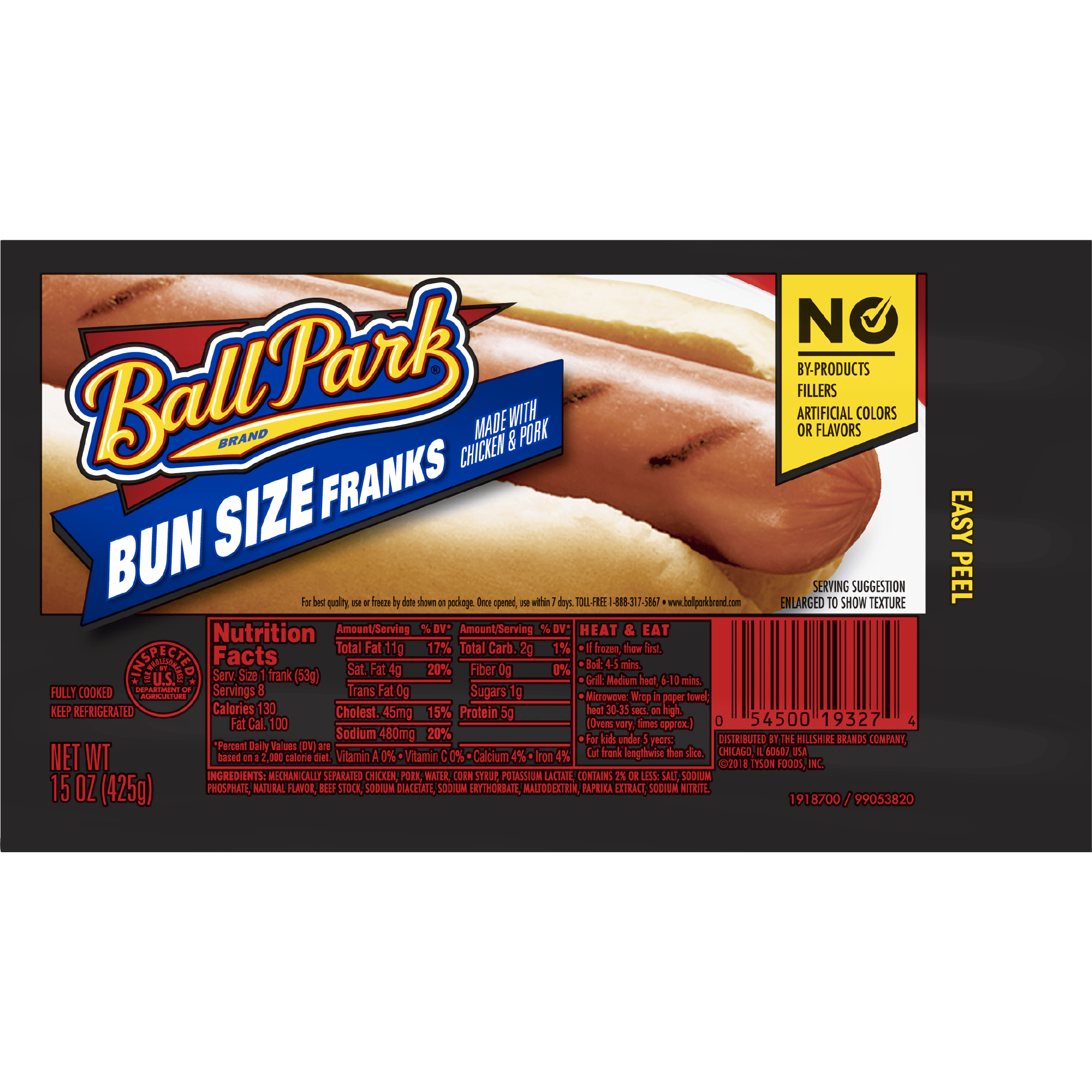Ball Park® Classic Hot Dogs, Bun Size Length, 8 Count