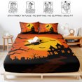 thumbnail image 5 of Twin Sze Fitted Sheet Set - Orange Witch Halloween 2 Piece Bedding Sets 16" Deep Pocket Fitted Sheet with 1 Pillowcase, Black Tree Bats Castle Brushed Microfiber Hotel Luxury Bed Sheets, 5 of 9