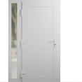 thumbnail image 4 of Front Exterior Prehung Metal-Plastic Door Frosted Glass | Manux 8111 White Silk | Side Sidelite Transom | Office Commercial and Residential Doors Entrance Patio Garage 50 x 80 (W36+14x80) Right-hand, 4 of 6