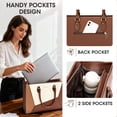 thumbnail image 4 of Bolsa Tote para Laptop RAINSMORE Impermeable para Mujeres 15.6'' Marrón, 4 of 8