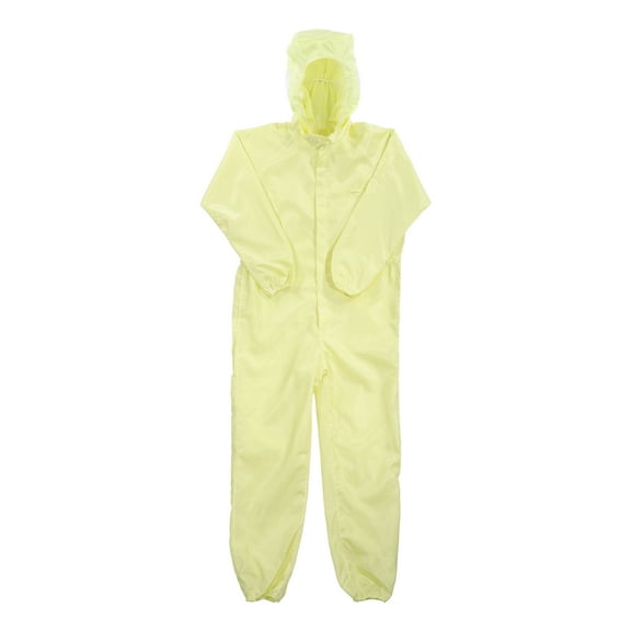 ESD Lab Coat Anti Static Clothing Science One Piece Clothes Elastic Cuff with Hat Hood Uniform Work (Yellow, L)