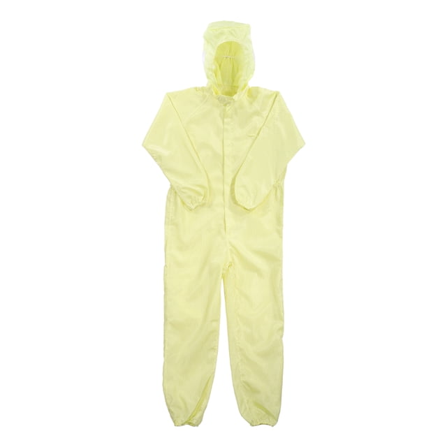 Bata de laboratorio ESD Ropa antiestática Ropa de una pieza Puños elásticos con capucha Uniforme de trabajo (Amarillo, L)