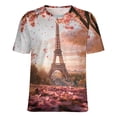 thumbnail image 5 of Blossoming Paris Eiffel Tower Women's T-Shirt Short Sleeve T Shirts Tops Tee Ladies Loose T, 5 of 6