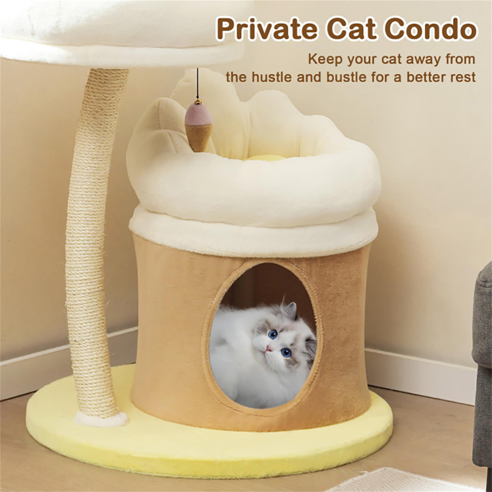 Kadyn 33" Small Cat Tree Tower with Cat Scratching Post for Indoor Cats, Featuring with Cat Condo and Cozy Perch for Kittens and Cats, White