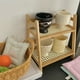 thumbnail image 5 of Estante de almacenamiento de escritorio de doble capa, organizador de madera para la cocina de la oficina en casa, estante diverso beige, diseño compacto que ahorra espacio, fácil montaje, 5 of 7