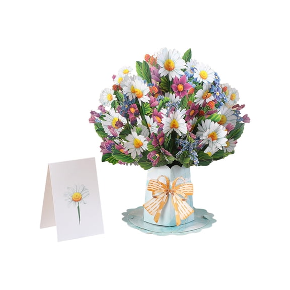 Paper Flower Bouquet Pop Up Card,Flower Bouquet 3D Pop Up Greeting Cards with Message Note,Gifts for Birthday,Wedding,Anniversary,Get Well,Thank You,Valentine’s Day,Mother’s Day