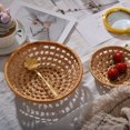 thumbnail image 4 of [] Bamboo Rattan Hand-Woven Storage Tray Fruit Vegetable Storage  Wicker Basket Hollow-out Woven Tray for Coffee Table 2pcs Kitchen Storage Basket Large+Small, 4 of 6