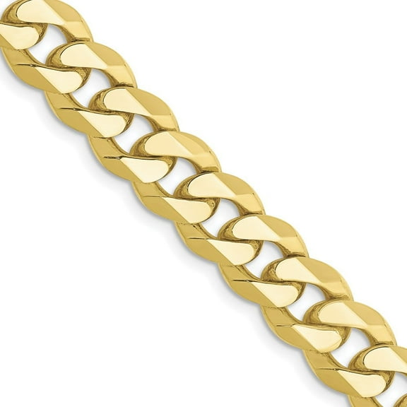 Auriga Fine Jewelry 10K Yellow Gold 8.25 mm Flat Beveled Curb Chain Necklace for Women 20"