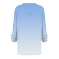 thumbnail image 5 of hxobax Women's T-Shirts Fall Rolled Long Sleeve Tops V Neck Button Shirts Ombre Tunic Pleated Blouse, 5 of 5