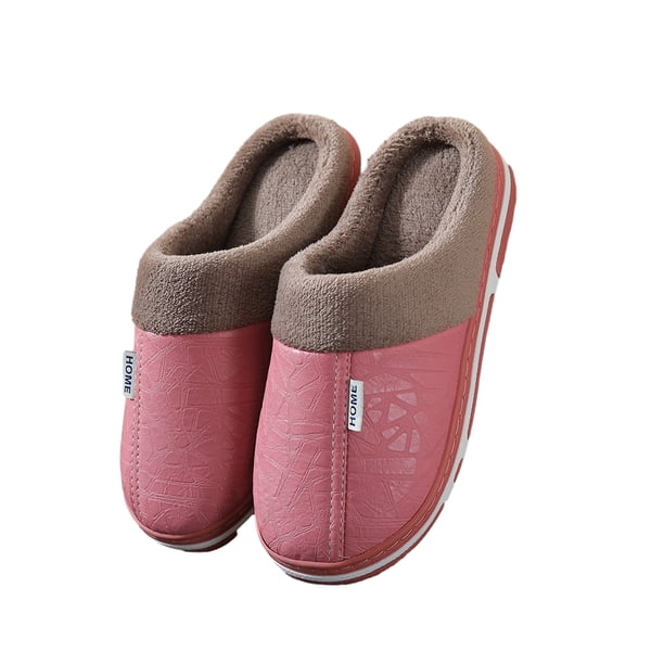 Minnieouse 1 par de zapatos para el hogar, zapatos de algodón, zapatilla de invierno, tacón plano de goma, mantiene el calor, lavable, a prueba Calzado Rosa 40-41