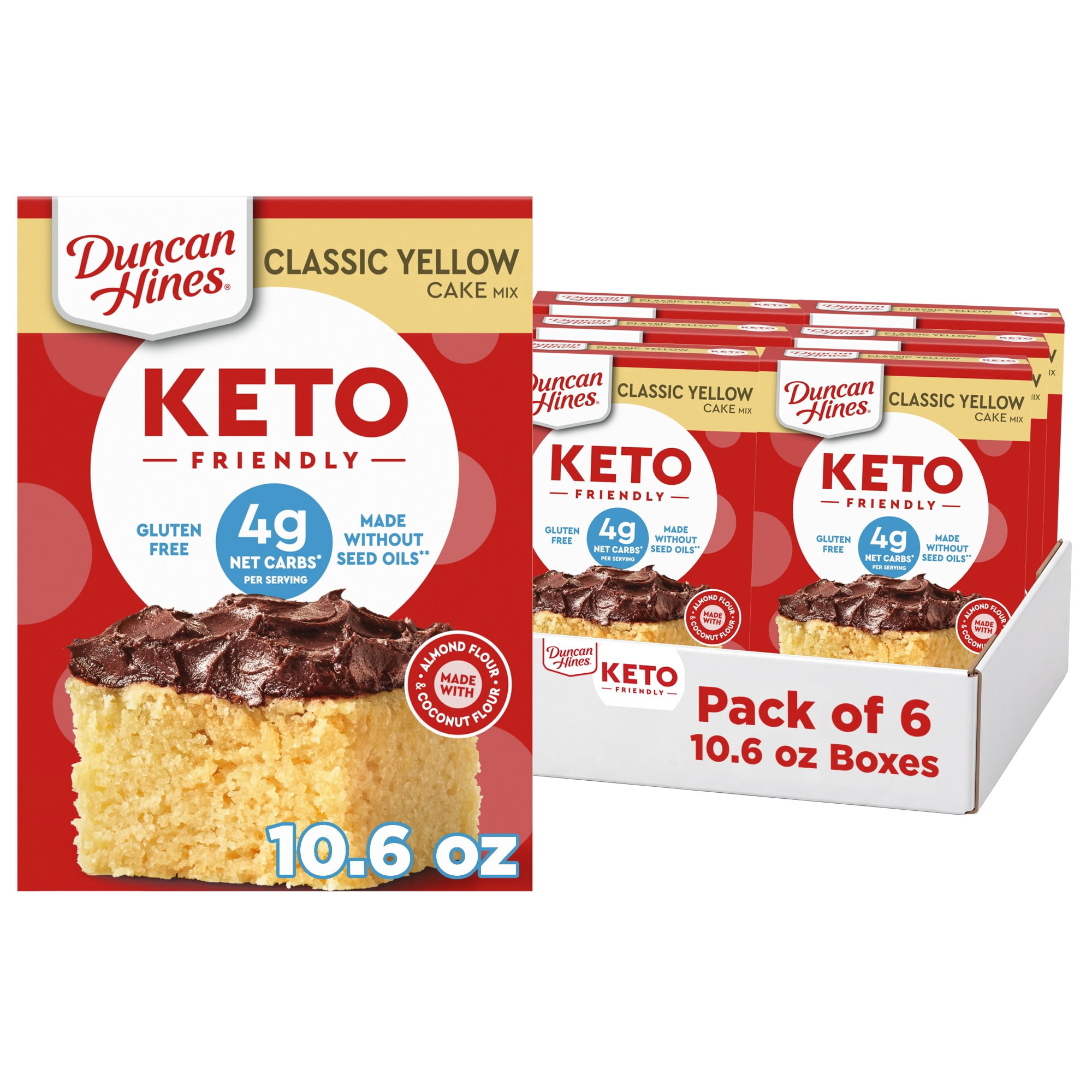 (6 pack) Duncan Hines Keto Friendly Classic Yellow Cake Mix, 10.6 oz.